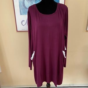 Gottex Studio Burgundy L/S Dress - NWT Large